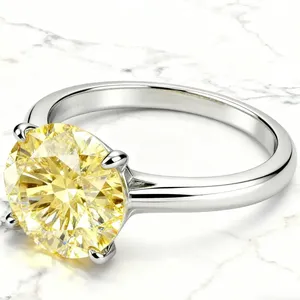 Anillo de compromiso clásico de plata 925 con moissanita redonda de talla brillante y engaste de púas para mujer - Product Image 5
