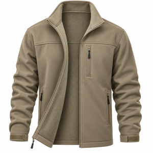 Custom Logo OEM Men's Winter Fleece Bomber <b>Jacket</b> Stand Collar Zipper <b>Waterproof</b> Casual Tactical Outdoor Warm <b>Jacket</b> - Product Image 1