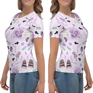 Camiseta estampada linda para mujer, manga corta, cuello redondo, algodón, corte regular, para todas las estaciones - Product Image 6