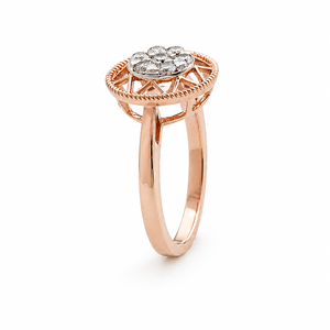 Anillo Redondo de Plata de Ley 925 para Mujer con Circonita Cúbica, Diseño Vintage de Halo y Filigrana, Patrón Geométrico, Acabado Pulido - Product Image 3