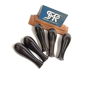 Mango de herramienta artesanal de cuerno de búfalo ecológico, liso, negro y redondeado para manualidades y trabajos de reparación. - Product Image 1