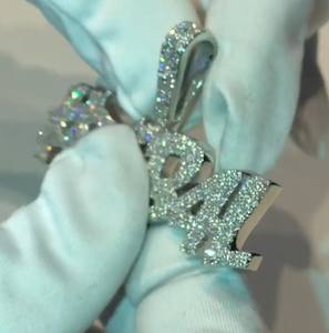 Colgante con Nombre Personalizado, Colgante de Diamante Virax, Colgante de Letra con Moissanita, Joyería Hip Hop Personalizada, Colgante con Palabra Personalizada - Product Image 4