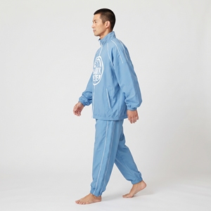 Ensemble de survêtement bleu clair pour homme, veste coupe-vent à fermeture éclair et col montant, pantalon ample, ensemble sportif deux pièces - Product Image 2