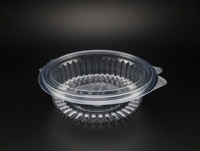 Boîte à charnière inviolable en PET de qualité alimentaire, transparente comme du cristal, avec couvercle dôme, capacité 750 ml / 25 oz, gamme de charnières pour aliments