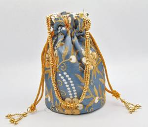 Embroidery <b>Potli</b> <b>Bag</b> Supplier for Bulk Wedding Orders Custom Embroidery <b>Potli</b> <b>Bag</b> Manufacturer for Export with needle work - Product Image 4