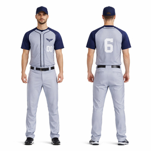 Mens Custom Baseball Uniform Set Button Jersey & Pants Breathable Sports Team Wear Training Outfit USA Europe Style - Product Image 1