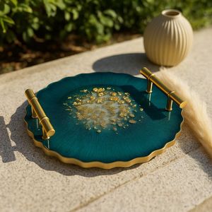 Epoxy Resin Waterproof <b>Hand</b>-painted Rectangular Tray for Wedding & Holiday Decor - Product Image 2