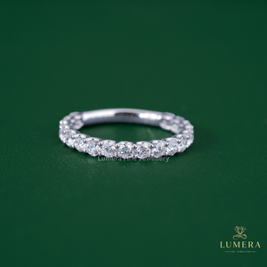 Anillo de compromiso y boda vintage con diamante redondo cultivado en laboratorio, engaste de eternidad, anillo de aniversario de oro macizo fino para mujer, para esposa. - Product Image 2
