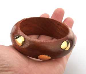 Wooden <b>Bangle</b> Set with Gold Accents Wooden <b>Bangle</b> <b>Bracelets</b> Women Girls Handmade Eco-Friendly Handmade Unisex Traditional - Product Image 4