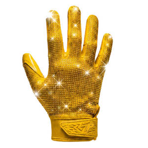 Gants de football américain personnalisés en cuir véritable noir avec strass, compatibles écran tactile, fermeture à boucle, vente en gros - Product Image 3