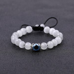 Bracelet perlé en agate violette avec pierre, bracelet élastique plaqué argent, style bohème, cadeau unisexe - Product Image 6