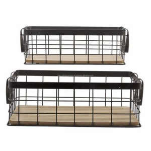 Venta al por mayor Juego de 3 cestas de almacenamiento de alambre de metal Color de acento para cocina y almacenamiento de ropa Precios de venta calientes - Product Image 5