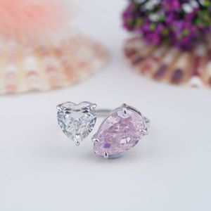 For Certificate 925 <b>Sterling</b> <b>Silver</b> Rose Gold Plated Heart Prong <b>Set</b> Moissanite Engagement <b>Ring</b> Custom Fine Jewelry Women Lab - Product Image 1