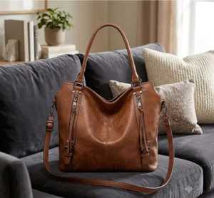 Women's Leather Hobo <b>Bag</b> Removable Shoulder Strap <b>Large</b> Capacity Vintage Style Customizable Color Size Daily Use Ready Ship - Product Image 1
