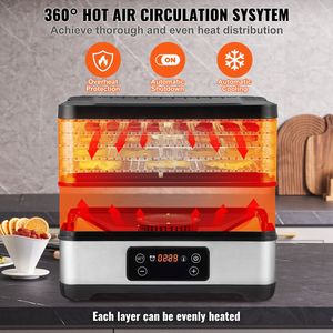 Essiccatore Elettrico per Alimenti a 5 Ripiani 300W con Timer Digitale Regolabile e Temperatura Controllata per Uso Domestico, Essiccatore per Frutta - Product Image 6