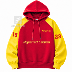 Custom NSPDK sorority <b>Hoodie</b> embroidered logo on front <b>red</b> and gold color short sleeve cotton for female - Product Image 1