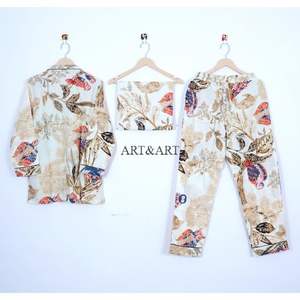 Breathable Cotton Pajama Set Long Pajama <b>Shirt</b> Bridal Party Wear PJ Set Comfort <b>Night</b> Suit Floral Pajama Set Slim Fit Summer - Product Image 4