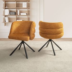 Set di 2 Sedie da Pranzo Moderne Girevoli a 270 Gradi, Sedie da Ufficio Imbottite con Base in Metallo per Camera da Letto e Soggiorno - Product Image 1