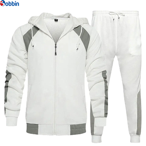 Conjuntos deportivos de invierno con logotipo personalizado, chándal de algodón y forro polar unisex, conjunto con capucha y doble cremallera, transpirable, de talla grande para hombre - Product Image 4