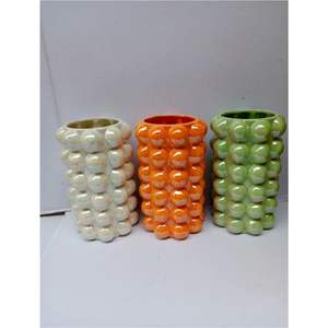 Florero Moderno de Metal Blanco de Lujo con Cuentas Doradas, Florero Cilíndrico Decorativo de Hierro para Centros de Mesa en Bodas y Decoración del Hogar - Product Image 3