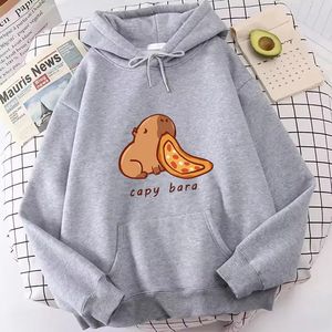 Sudadera con Capucha con Estampado de Gato Capibara Kawaii de los 90, Sudadera Divertida con Diseño de Gato, Sudadera Informal para Hombre y Mujer - Product Image 4