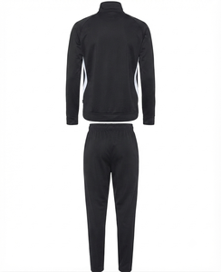 Ensemble de survêtement pour homme noir à fermeture éclair intégrale avec empiècements blancs, en polyester respirant, style sportif, pour l'automne, coupe classique - Product Image 2