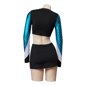 Ensembles d'uniformes de pom-pom girl imprimés personnalisés pour enfants et filles Conceptions élégantes Strass Matériau Spandex/Polyester 20 ensembles quantité minimale de commande - Product Image 3