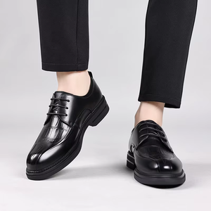 Chaussures Derby Formelles pour Hommes en Cuir de Vachette Pleine Fleur à Lacets, Bout Pointu, Cuir Véritable Premium avec Semelle Extérieure en Caoutchouc - Product Image 3