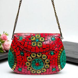 2026 Luxury Handcrafted Stone metal clutch purse <b>bag</b> <b>Studded</b> Clutch Purse for Women Elegant Party & Wedding Handbag - Product Image 5