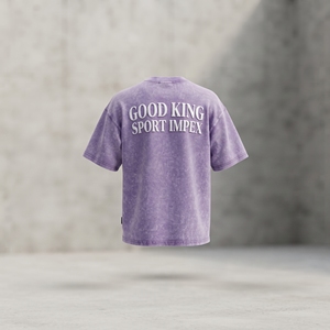 Camiseta Oversize Personalizada con Lavado Ácido Vintage, Algodón Pesado, Hombro Caído, Estampado Puff, Estilo Urbano para Hombre, Morada, Lisa, 3D - Product Image 2