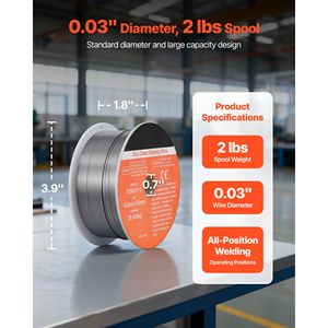 Filo per saldatura MIG Flux Core E308LFC O 0,03 pollici 2 libbre senza gas in acciaio inossidabile a bassa schizziatura per tutte le posizioni per acciaio dolce - Product Image 2