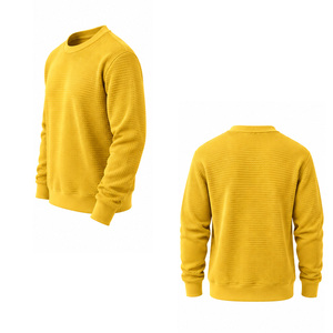 Sweat-shirt en tricot gaufré surdimensionné pour hommes, streetwear décontracté, vente en gros - Product Image 4