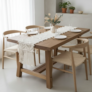 Boho Style Handmade Knotted Design <b>Runner</b> 14 X 78 inches White Macrame Cotton Table <b>Runners</b> for Home Decor - Product Image 3