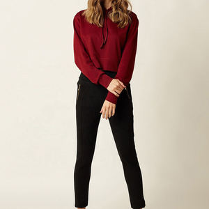 Women's Hooded Crop Sweatshirt Solid Color Long Sleeve Cotton Autumn Wear New Stylish Cheap Hot Selling Crop Top - Product Image 5