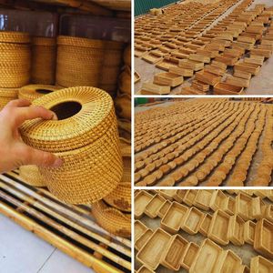 Boîte à mouchoirs en rotin naturel fait main pour la décoration de la maison, du salon et de la table à manger en provenance du Vietnam - Product Image 3