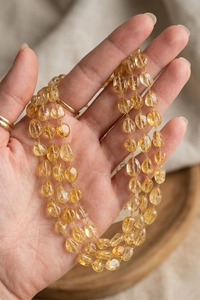Women's Amber Beaded <b>Necklace</b> Classic Strand Wedding Jewelry Multi Layered Golden Tone <b>Necklaces</b> - Product Image 3