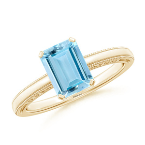 Bague solitaire de luxe en pierre précieuse bleu ciel taille émeraude pour femme en or 10K 14K 18K et argent sterling 925 935 - Product Image 2