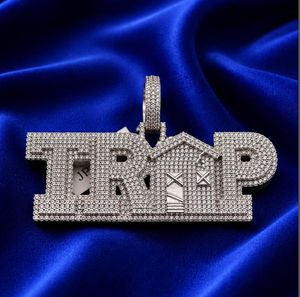 Colgante de Letra Personalizado con Moissanita Iced Out, Plata 925, Charm Hip Hop, Chapado en Rodio, Collar con Inicial de Casa, Joyería - Product Image 1