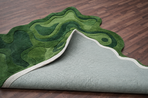 Tapis en laine tufté à la main, abstrait et moderne, avec motifs en relief - Product Image 3