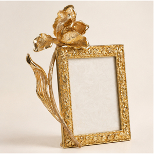 Antique <b>Gold</b> Metal Modern Embossed Tulip Flower Photo <b>Frame</b> European Style Durable Eco-Friendly Desktop Tabletop Decoration - Product Image 5