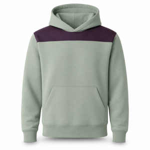 Sweat à capuche épais vert sauge personnalisé pour homme, avec épaulettes plumées, en molleton de coton, style streetwear, avec poche, respirant, hiver, OEM ODM - Product Image 1