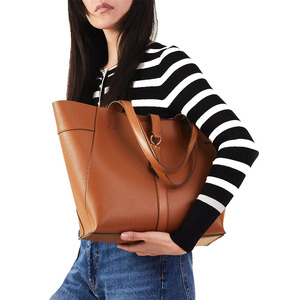 Genuine Leather Tote Bag <b>Large</b> Capacity Women Handbag Durable Shoulder Shopper Bag Stylish Office <b>Purse</b> Custom Logo OEM Supply - Product Image 2