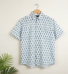 Camisa Formal de Manga Corta para Hombre, Hecha a Mano con Estampado Batik, Ecológica y Transpirable - Product Image 6