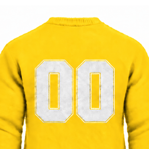 Pull en tricot doux et chaud pour homme, jaune vif personnalisé, col rond, manches longues, avec lettre en relief sur la poitrine - Product Image 4