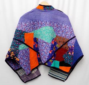 Veste Kantha vintage haut de gamme pour femme, 100% coton, patchwork dessiné à la main, col mandarin, manches régulières, style bohème, écologique - Product Image 6