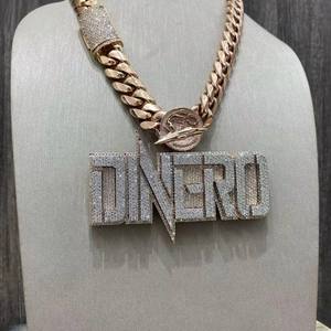 Custom Name Moissanite Pendant 925 Silver Hip Hop Letter Charm Round Brilliant Jewelry - Product Image 1