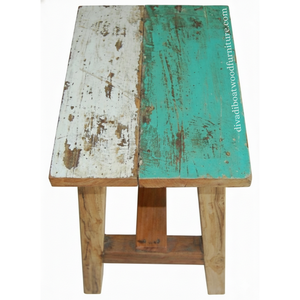 Tabouret de bar design en bois de bateau recyclé, original, unique, multicolore, artisanal, compact, pour l'intérieur et l'extérieur, exportation de meubles - Product Image 3