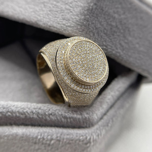 Yellow Gold Men's Engagement Wedding Iced <b>Ring</b> <b>Dome</b> Bling Cluster Rhodium Plated Sterling Silver Custom Hip Hop Moissanite <b>Ring</b> - Product Image 5