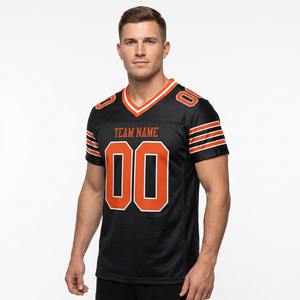 Maillot de football américain personnalisé |   Uniforme d'équipe bleu sarcelle et orange, maillot de sport personnalisé pour hommes, numéro et nom d'équipe personnalisés - Product Image 6