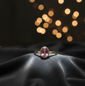 US 6 Pink Oval <b>Ring</b> 10x12mm with CZ 8g 925 Sterling Silver 18K Gold Plated <b>Statement</b> Gemstone <b>Ring</b> Gift for Her - Product Image 2